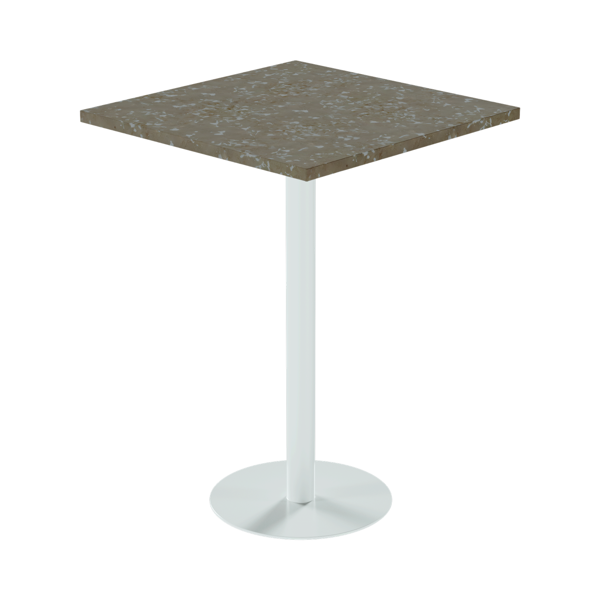 Solis Bar Table – 80cm Square – White / Taupe Dapple