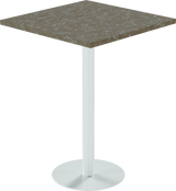 Solis Bar Table – 80cm Square – White / Taupe Dapple