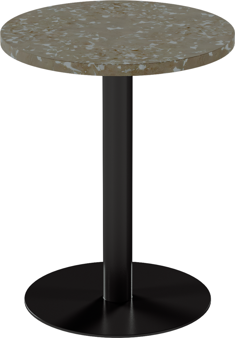 Solis Cafe Table – 60cm Round – Black / Taupe Dapple