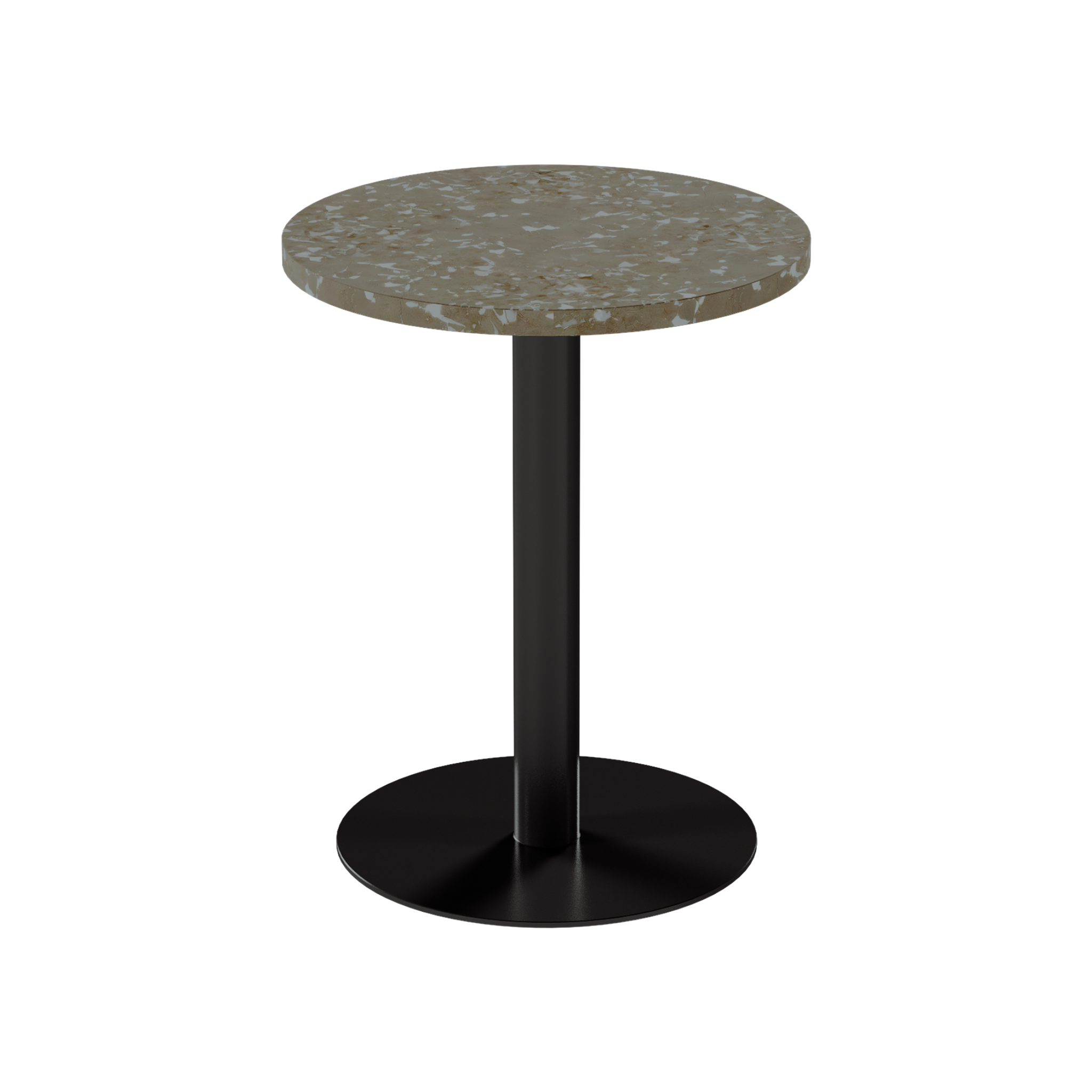 Solis Cafe Table – 60cm Round – Black / Taupe Dapple