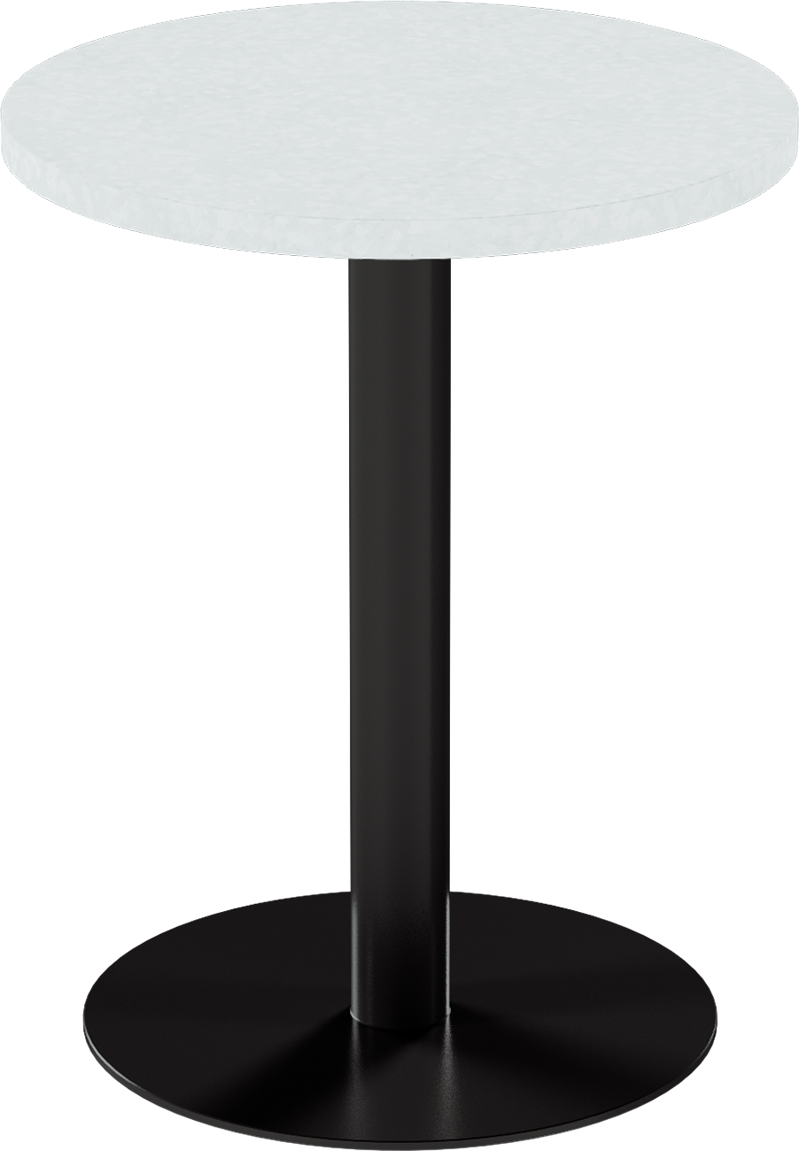 Solis Cafe Table – 60cm Round – Black / White Chalk Dapple