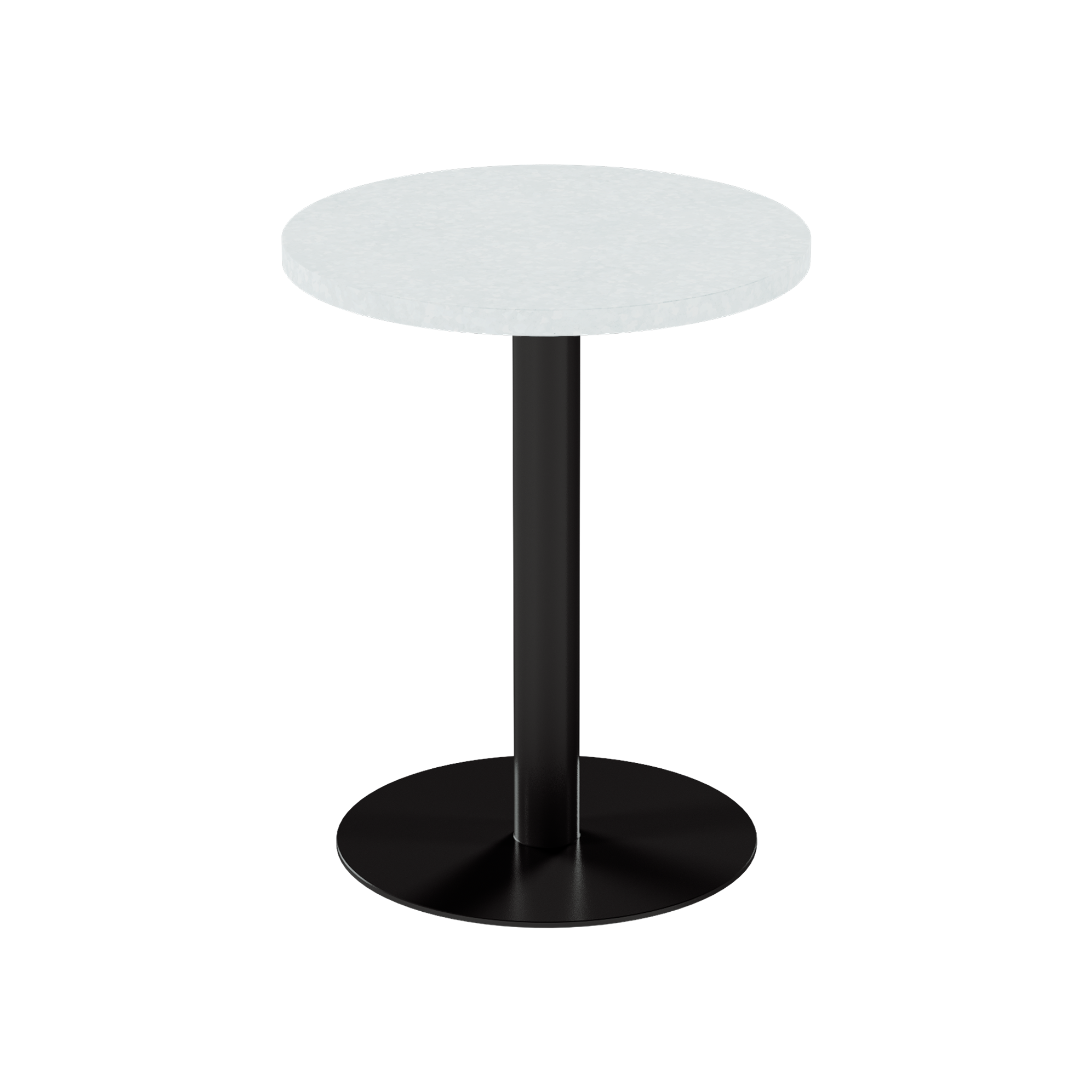 Solis Cafe Table – 60cm Round – Black / White Chalk Dapple