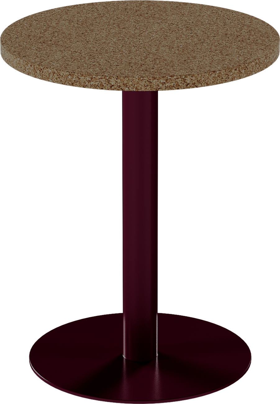 Solis Cafe Table – 60cm Round – Burgundy / Grano Natural