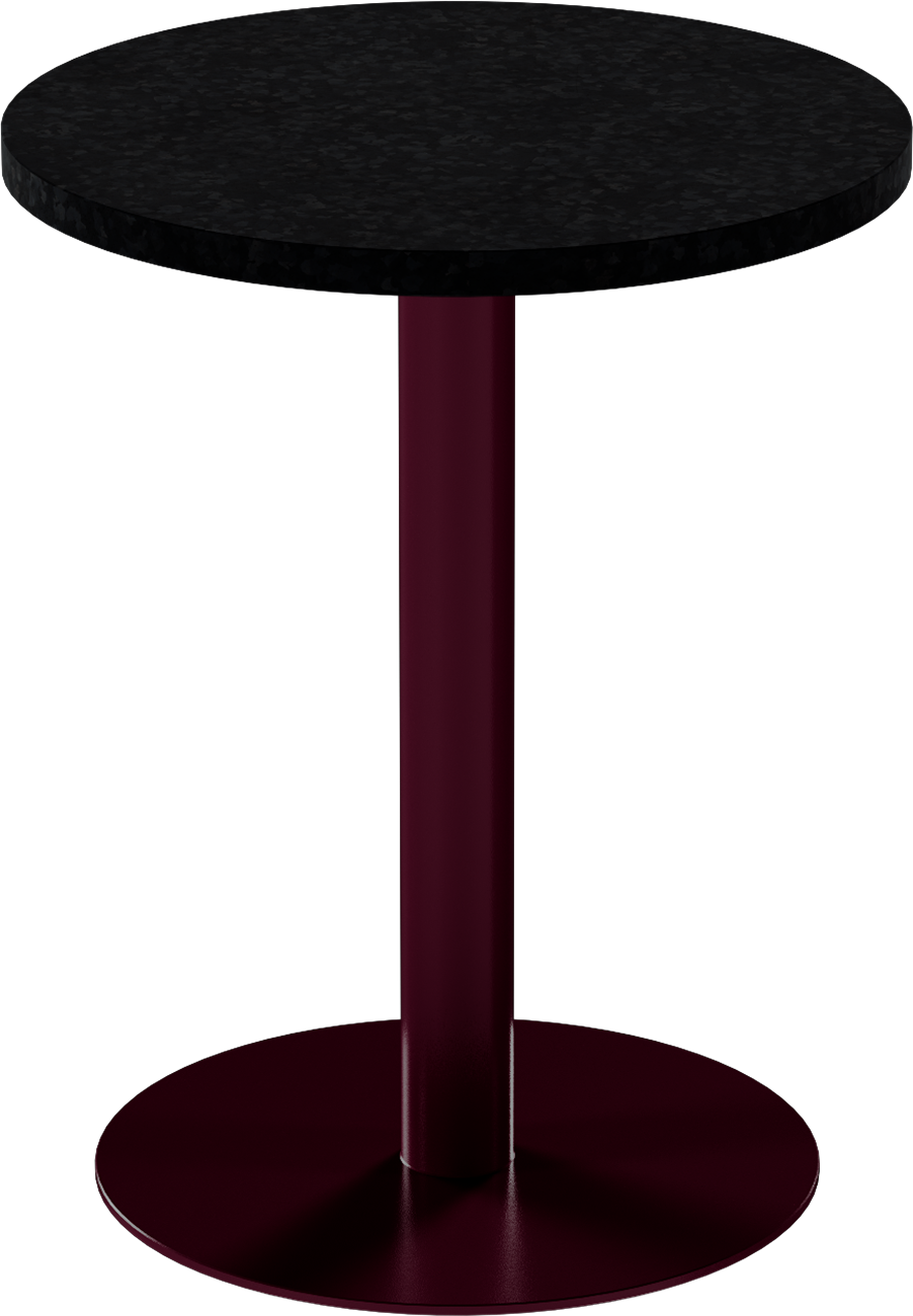 Solis Cafe Table – 60cm Round – Burgundy / Black Onyx Dapple