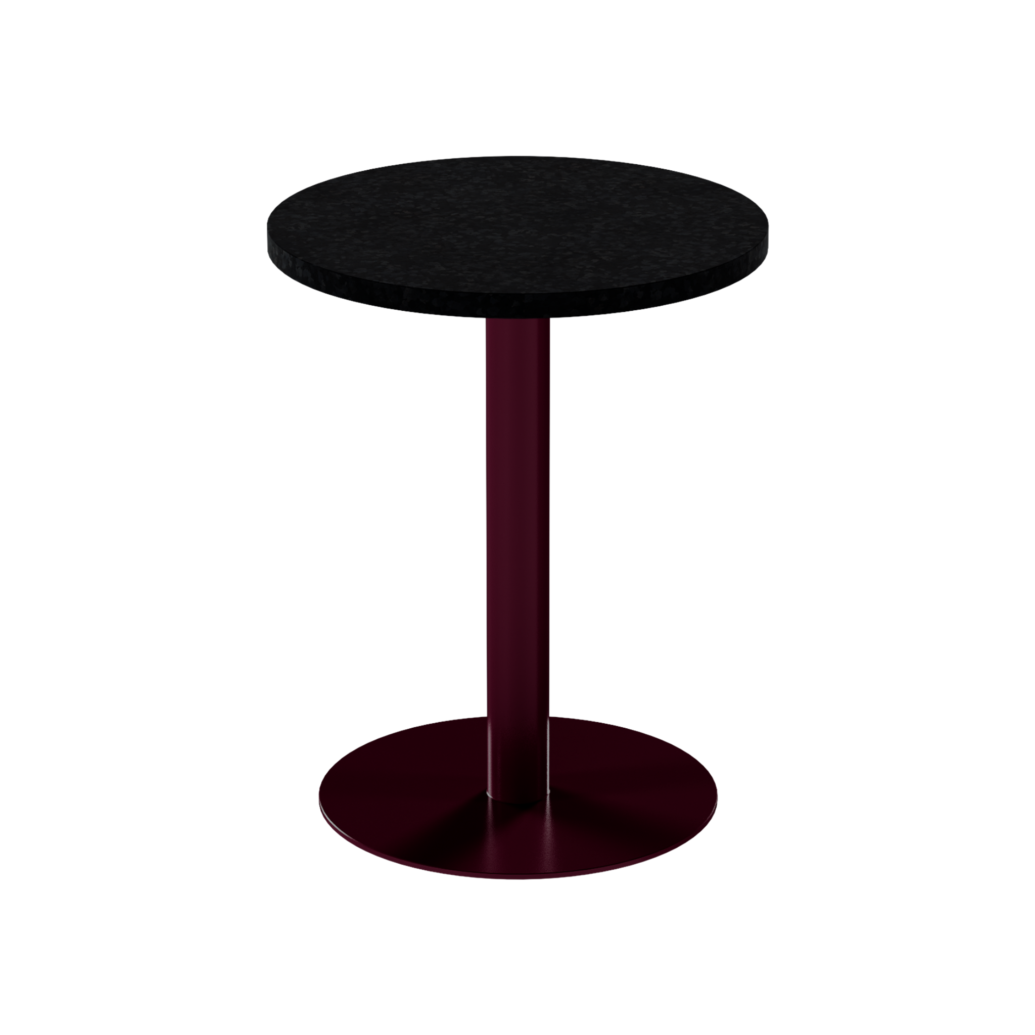 Solis Cafe Table – 60cm Round – Burgundy / Black Onyx Dapple
