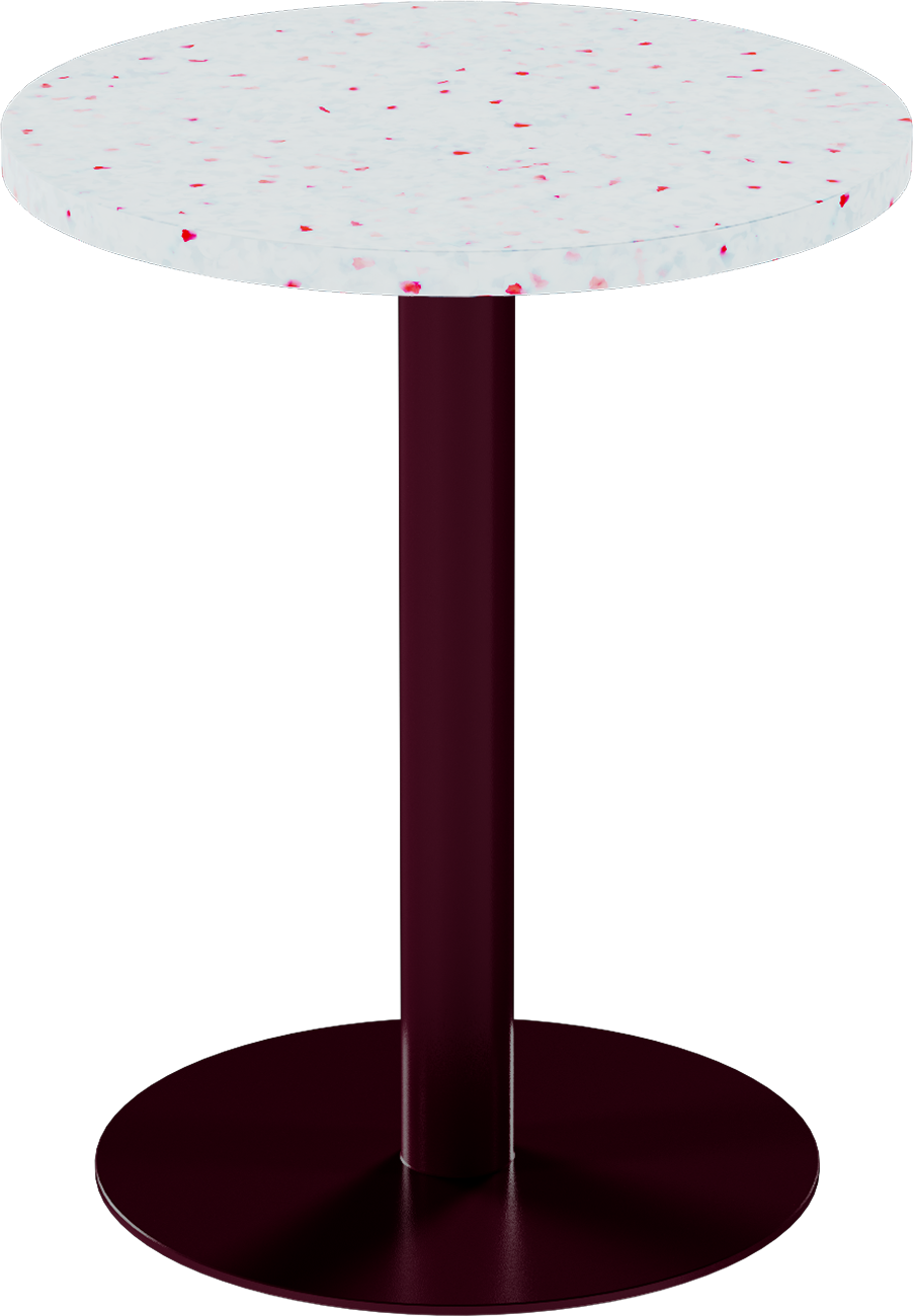 Solis Cafe Table – 60cm Round – Burgundy / Red Dapple