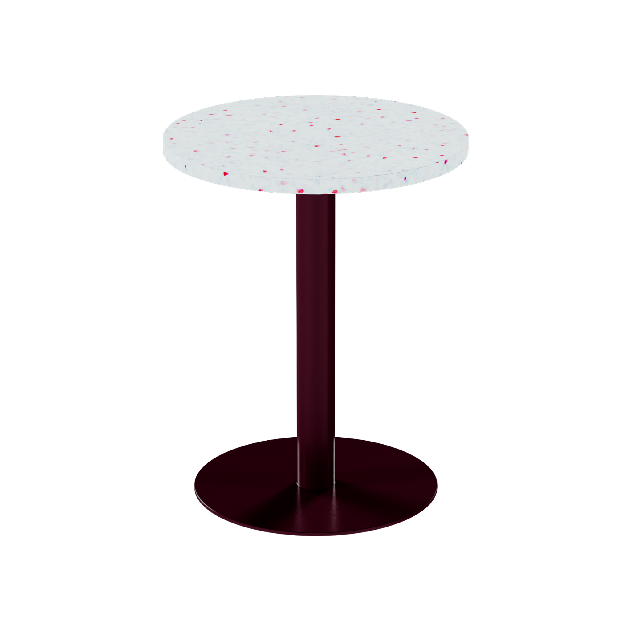 Solis Cafe Table – 60cm Round – Burgundy / Red Dapple