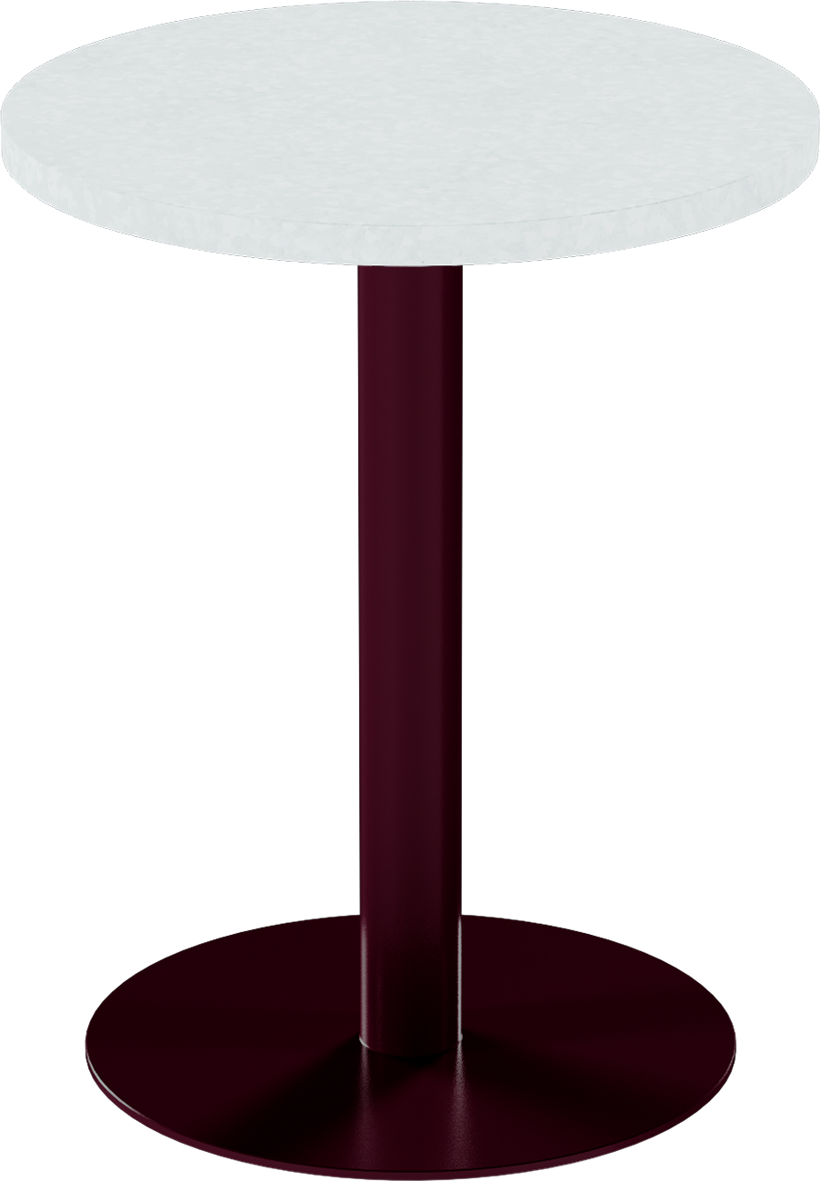 Solis Cafe Table – 60cm Round – Burgundy / White Chalk Dapple