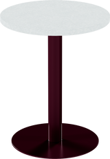 Solis Cafe Table – 60cm Round – Burgundy / White Chalk Dapple