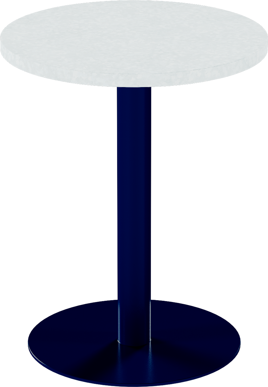 Solis Cafe Table – 60cm Round – Navy / White Chalk Dapple