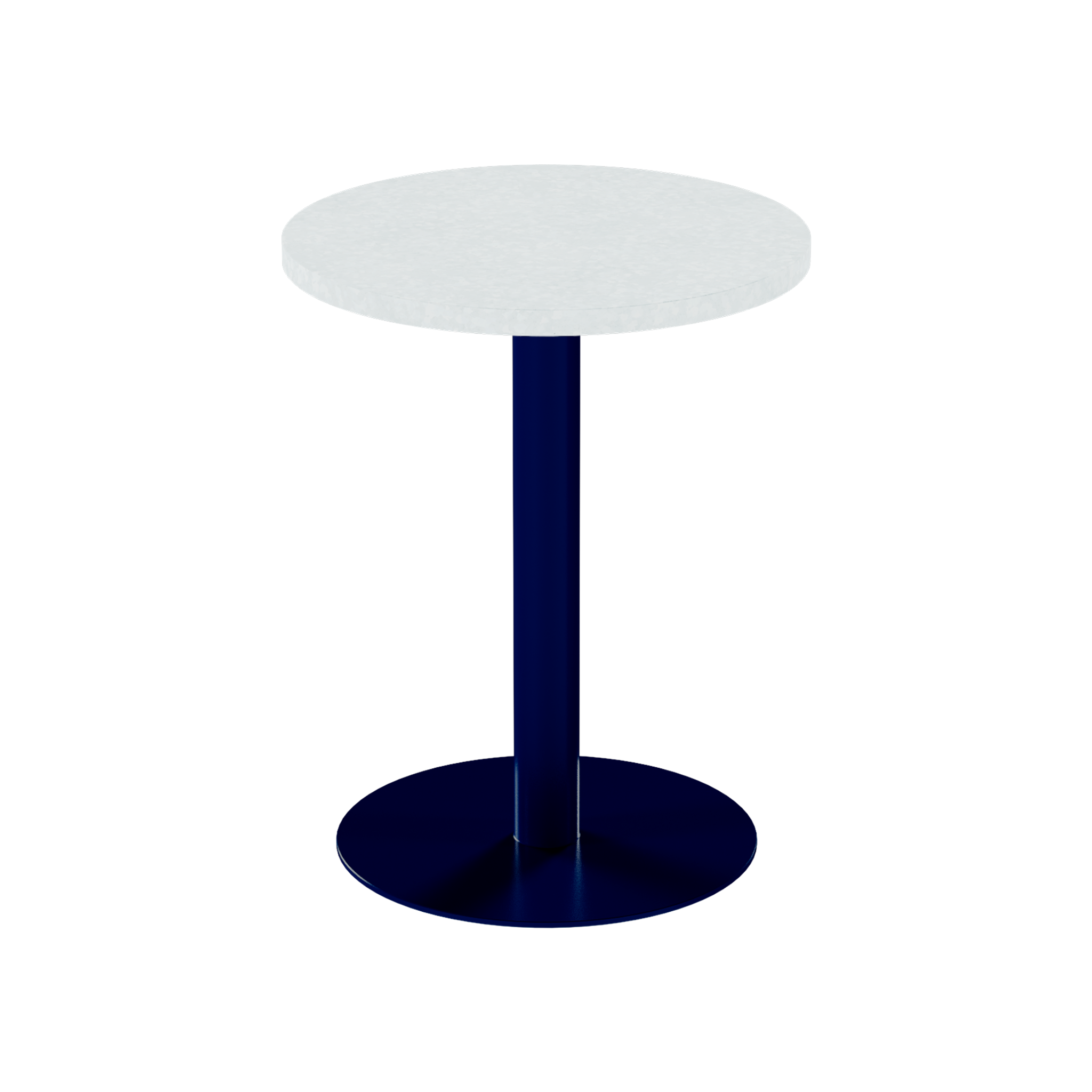 Solis Cafe Table – 60cm Round – Navy / White Chalk Dapple