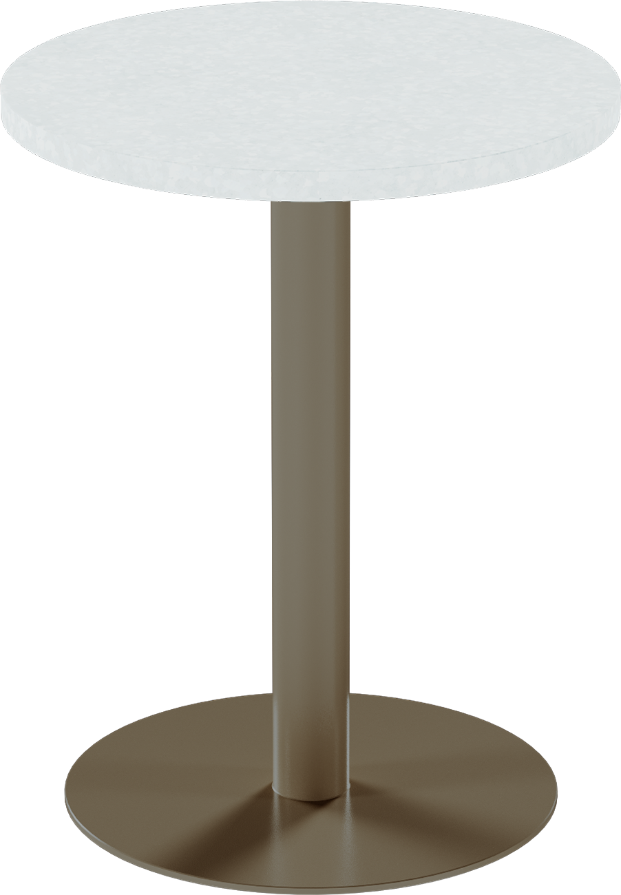 Solis Cafe Table – 60cm Round – Taupe / White Chalk Dapple
