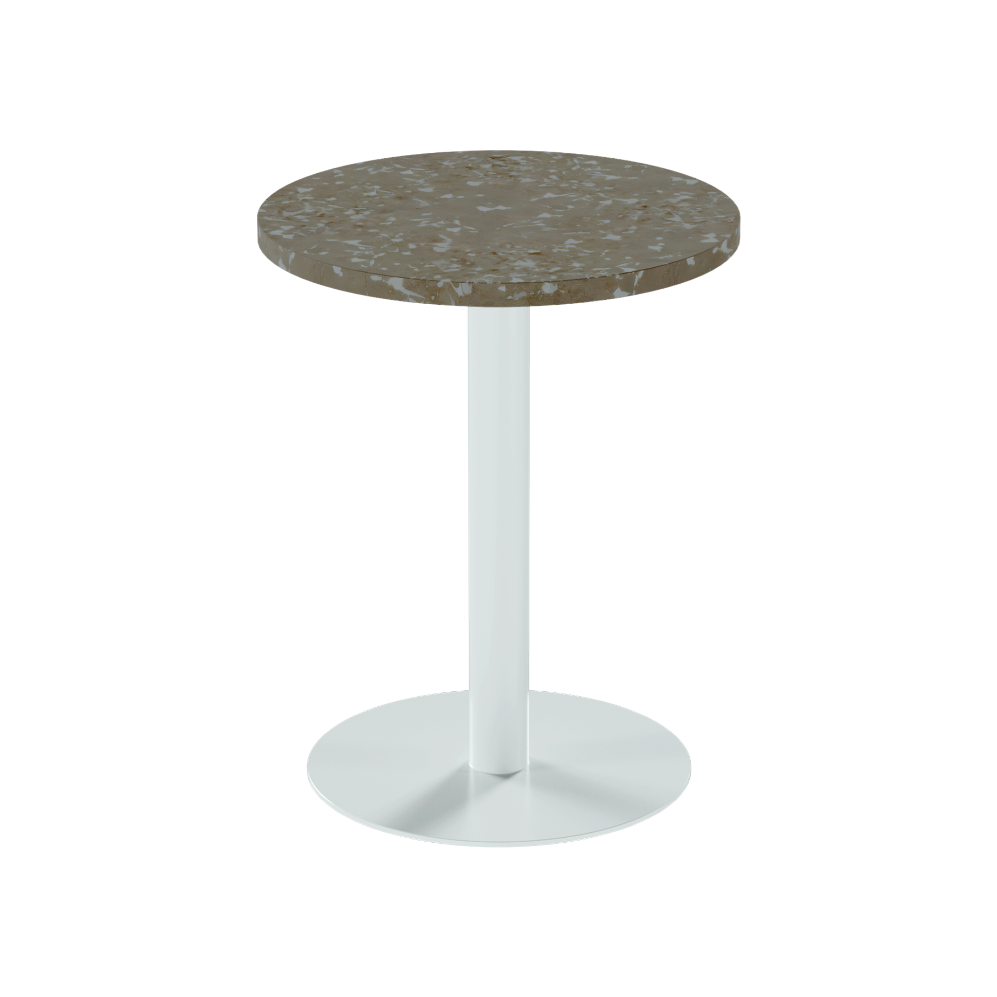 Solis Cafe Table – 60cm Round – White / Taupe Dapple