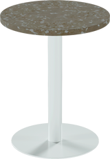 Solis Cafe Table – 60cm Round – White / Taupe Dapple
