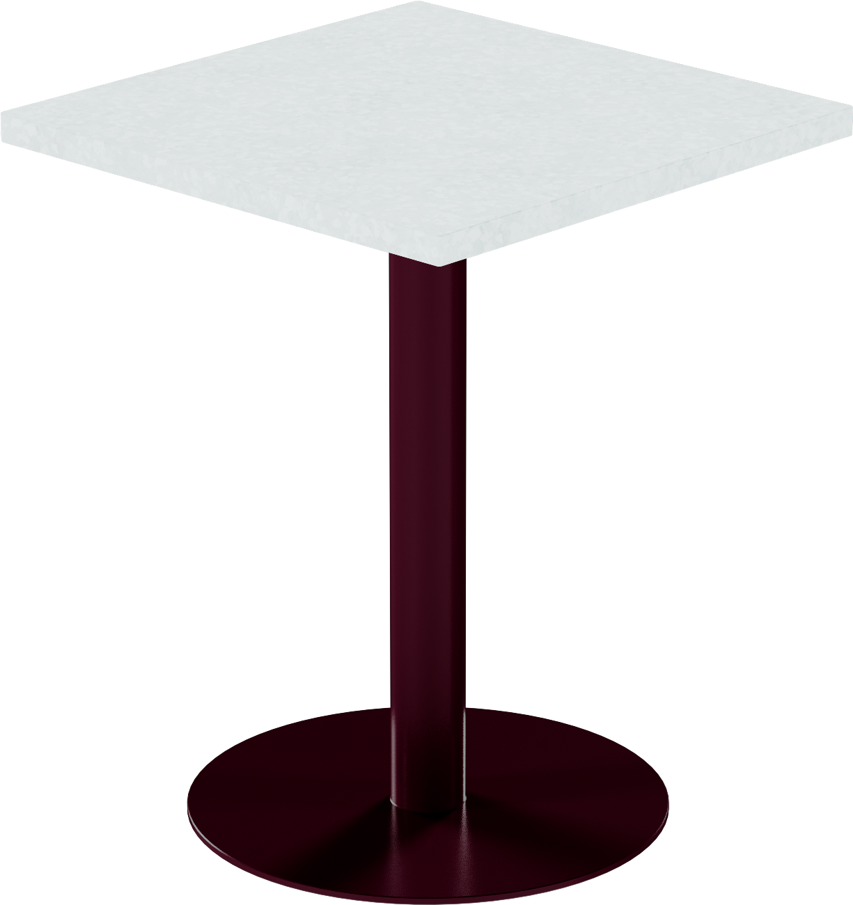 Solis Cafe Table – 60cm Square – Burgundy / White Chalk Dapple