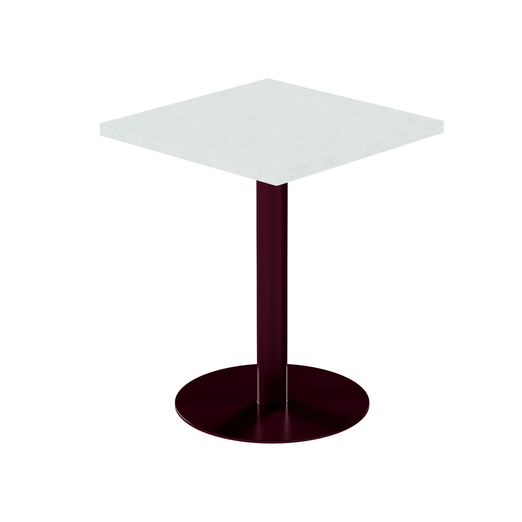 Solis Cafe Table – 60cm Square – Burgundy / White Chalk Dapple