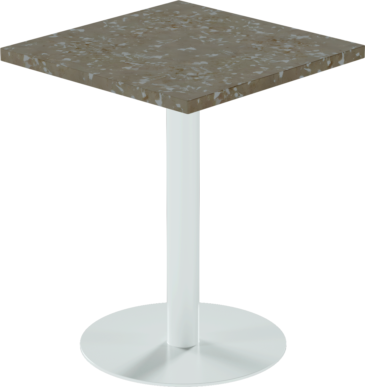 Solis Cafe Table – 60cm Square – White / Taupe Dapple