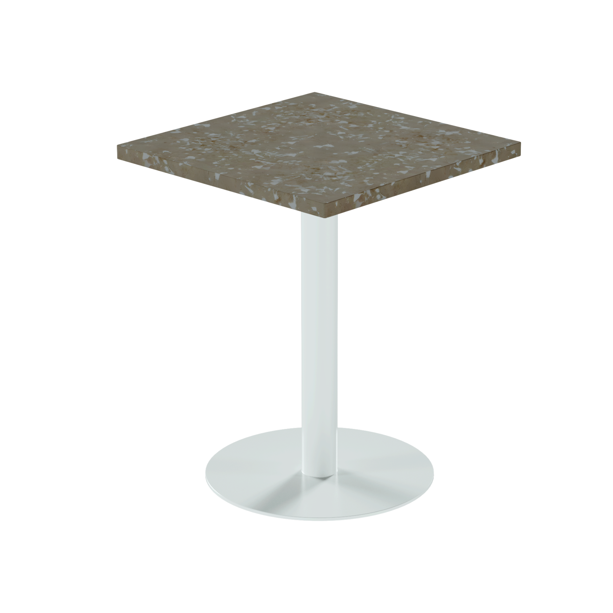 Solis Cafe Table – 60cm Square – White / Taupe Dapple