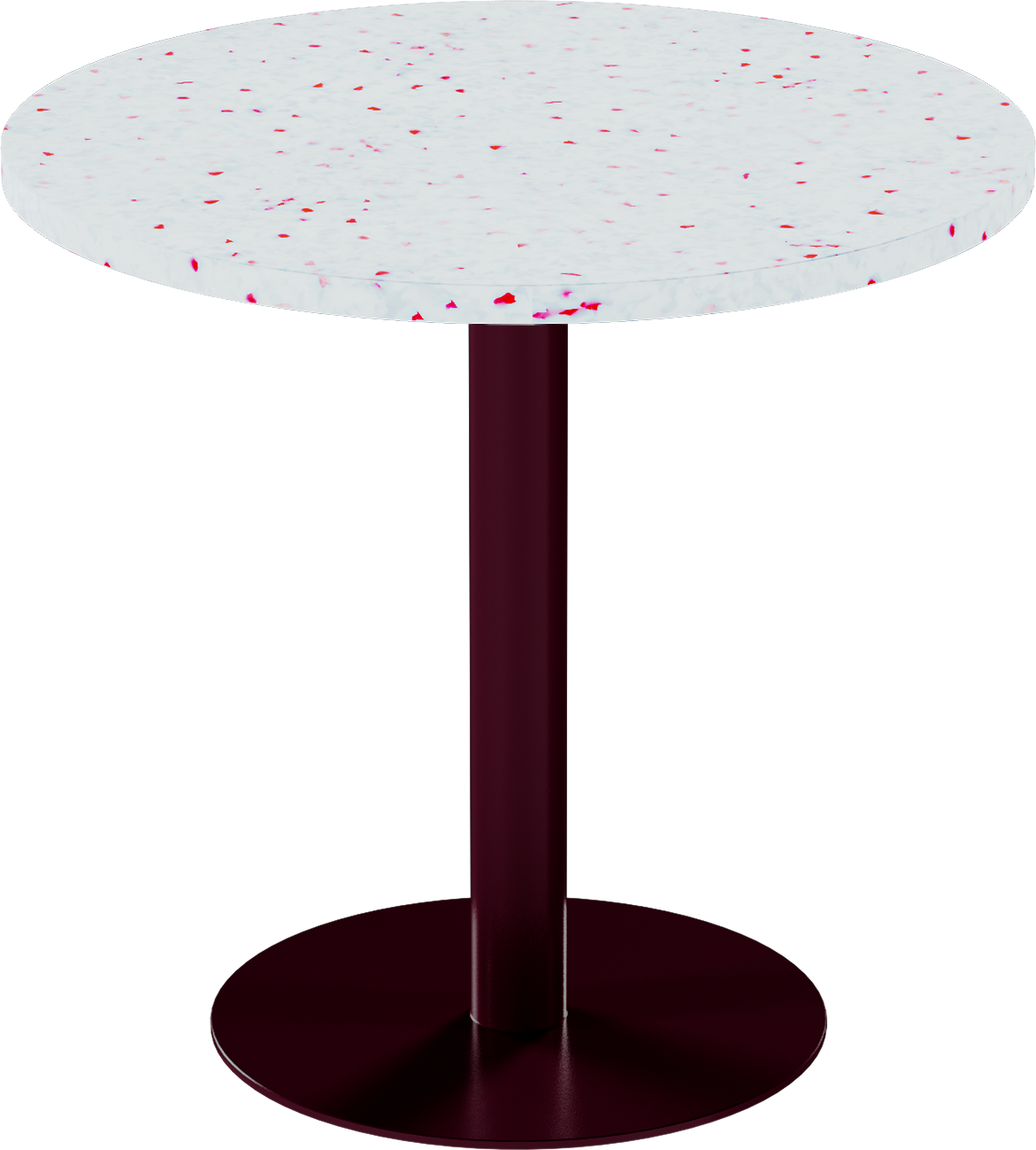 Solis Cafe Table – 80cm Round – Burgundy / Red Dapple