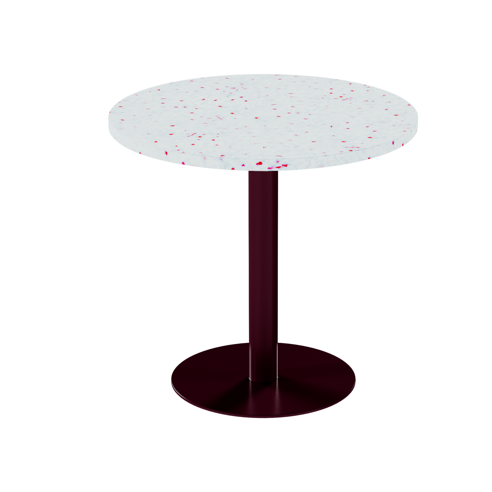 Solis Cafe Table – 80cm Round – Burgundy / Red Dapple