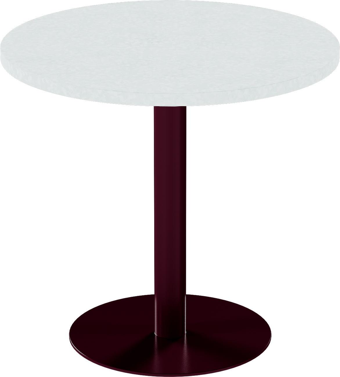 Solis Cafe Table – 80cm Round – Burgundy / White Chalk Dapple