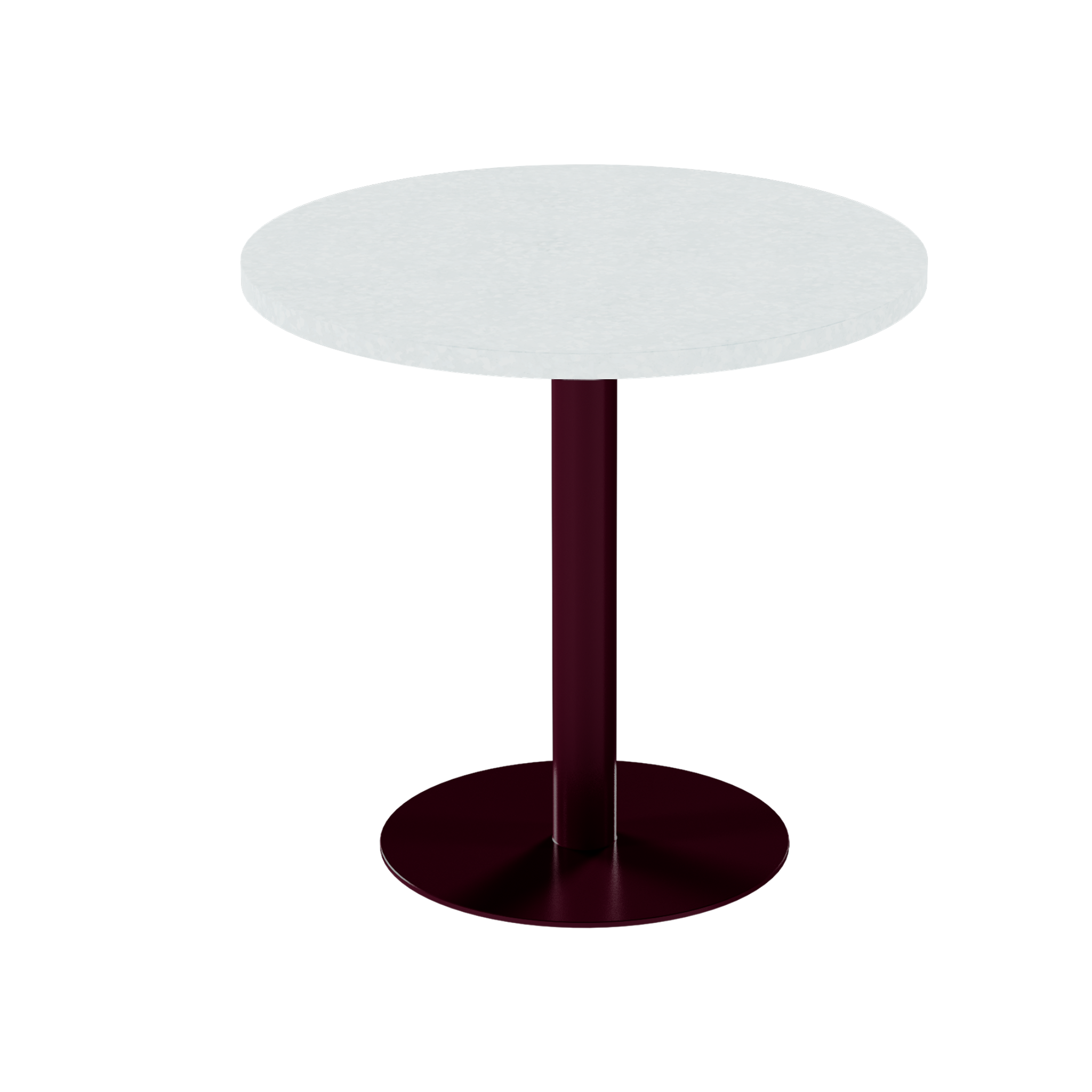 Solis Cafe Table – 80cm Round – Burgundy / White Chalk Dapple