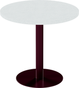 Solis Cafe Table – 80cm Round – Burgundy / White Chalk Dapple