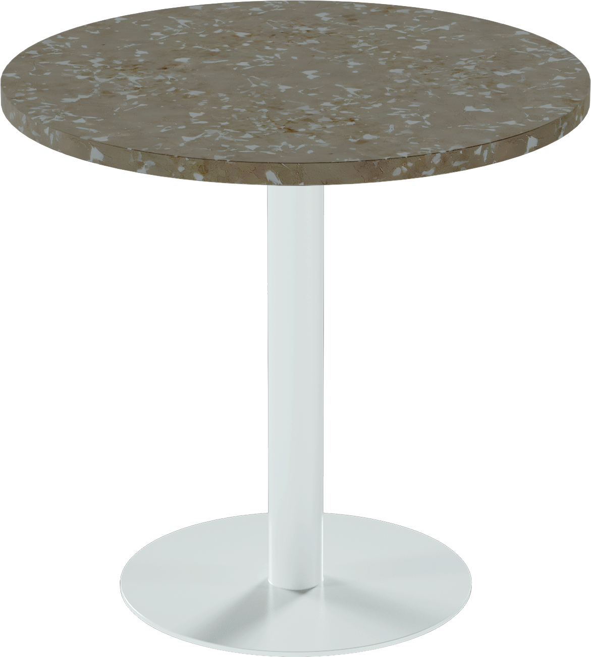 Solis Cafe Table – 80cm Round – White / Taupe Dapple