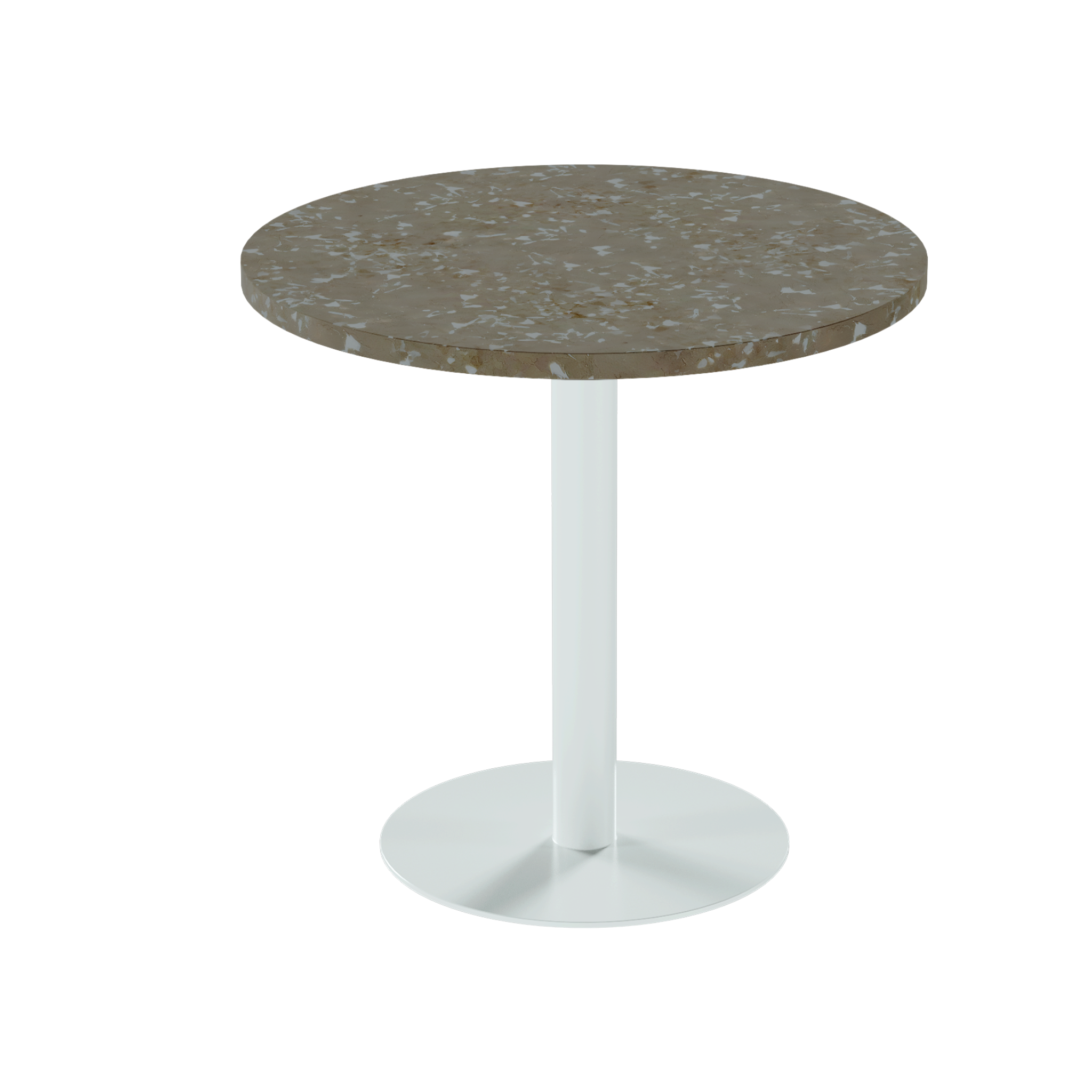Solis Cafe Table – 80cm Round – White / Taupe Dapple