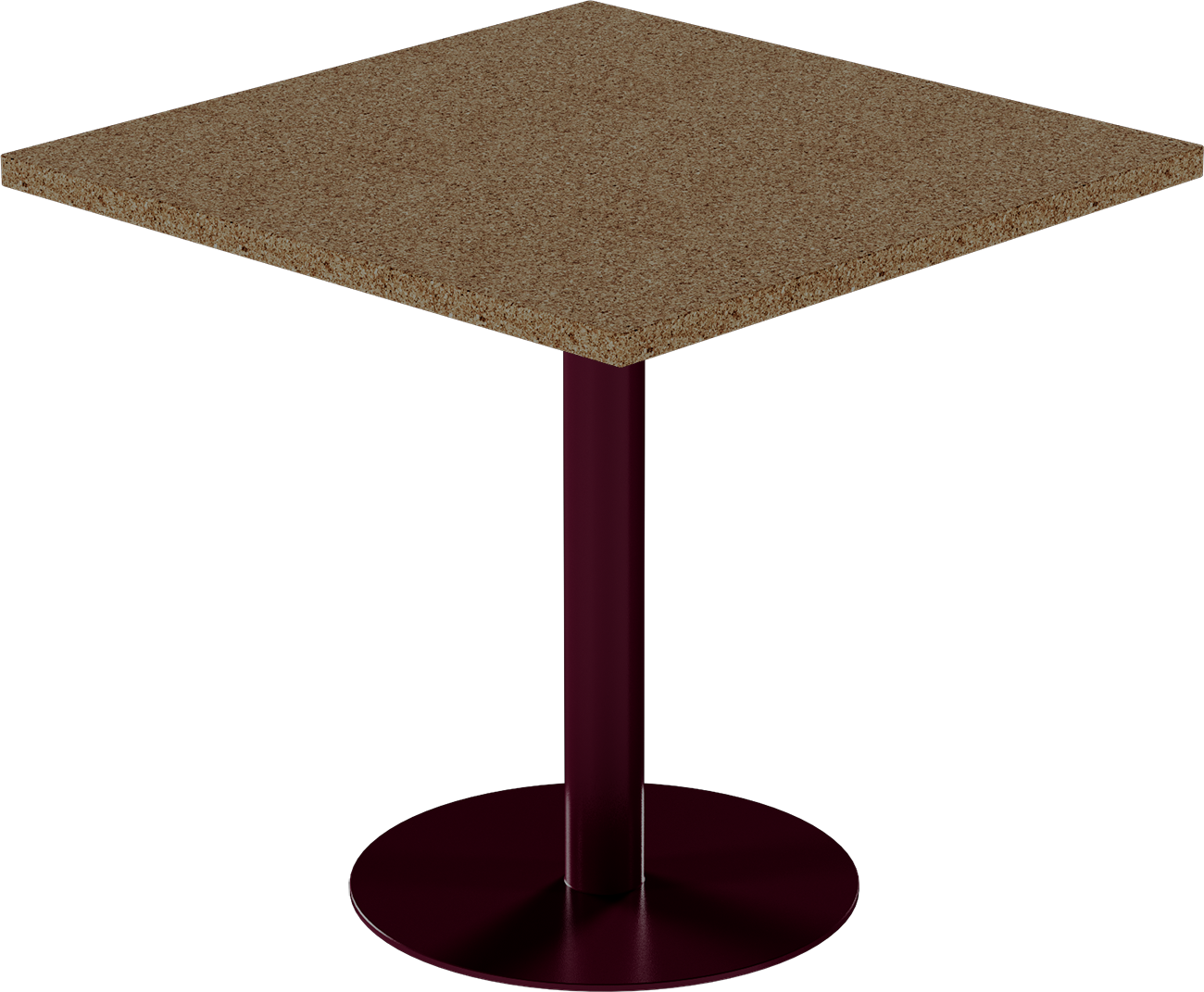 Solis Cafe Table – 80cm Square – Burgundy / Grano Natural