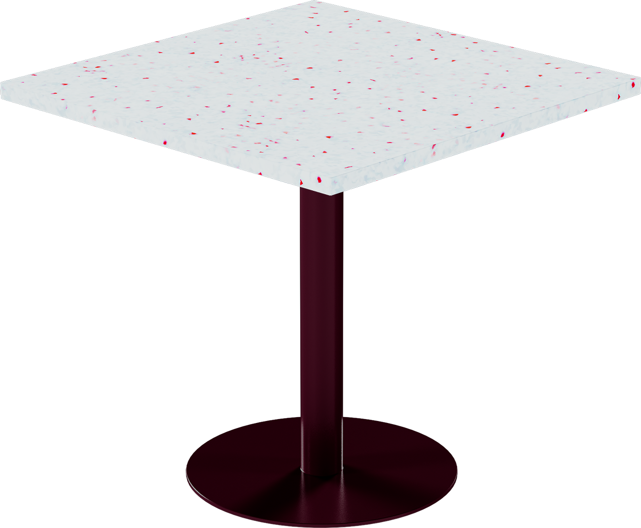 Solis Cafe Table – 80cm Square – Burgundy / Red Dapple