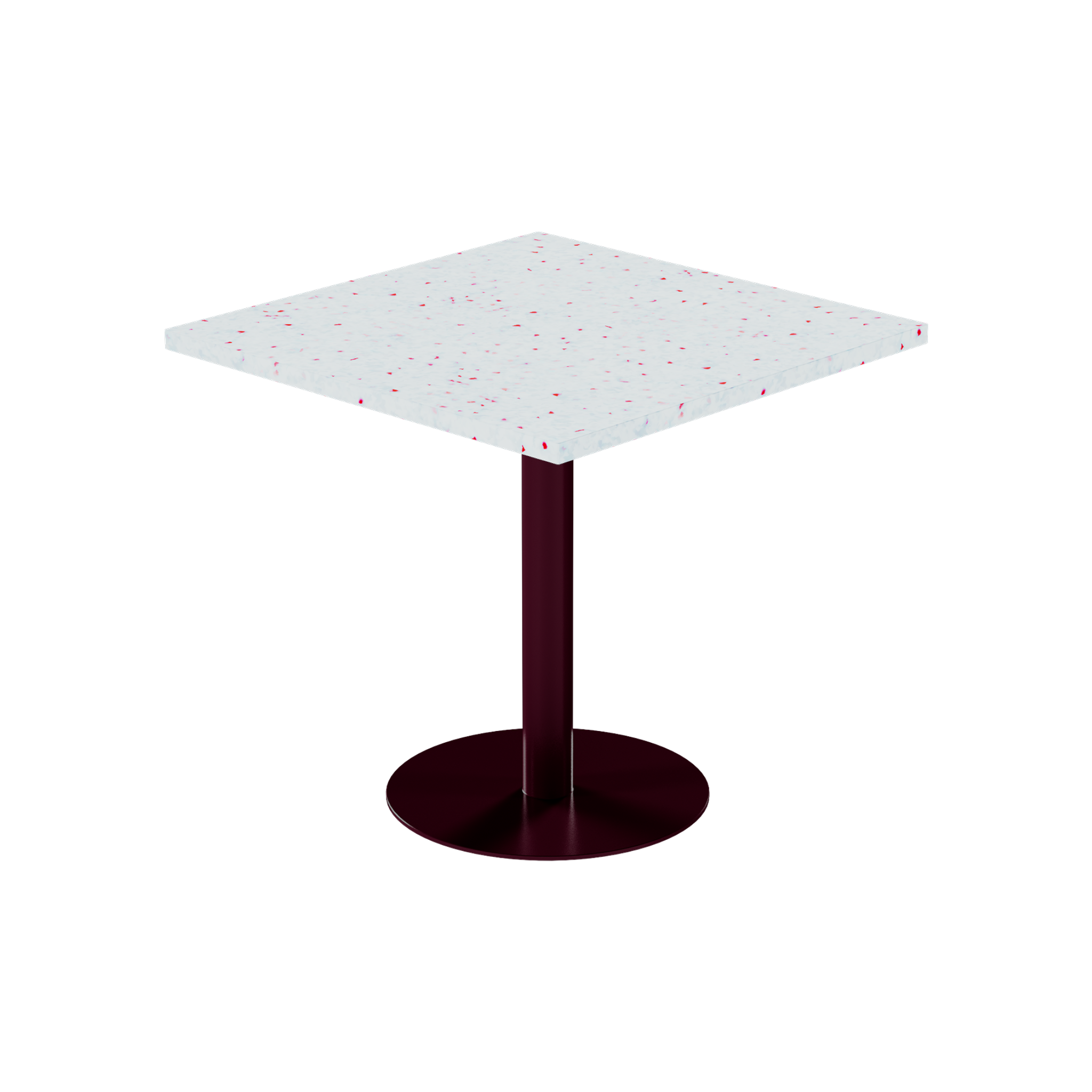 Solis Cafe Table – 80cm Square – Burgundy / Red Dapple