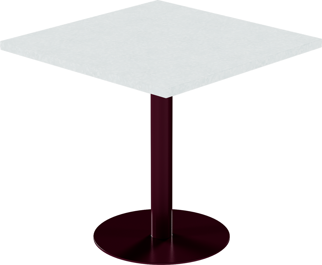 Solis Cafe Table – 80cm Square – Burgundy / White Chalk Dapple