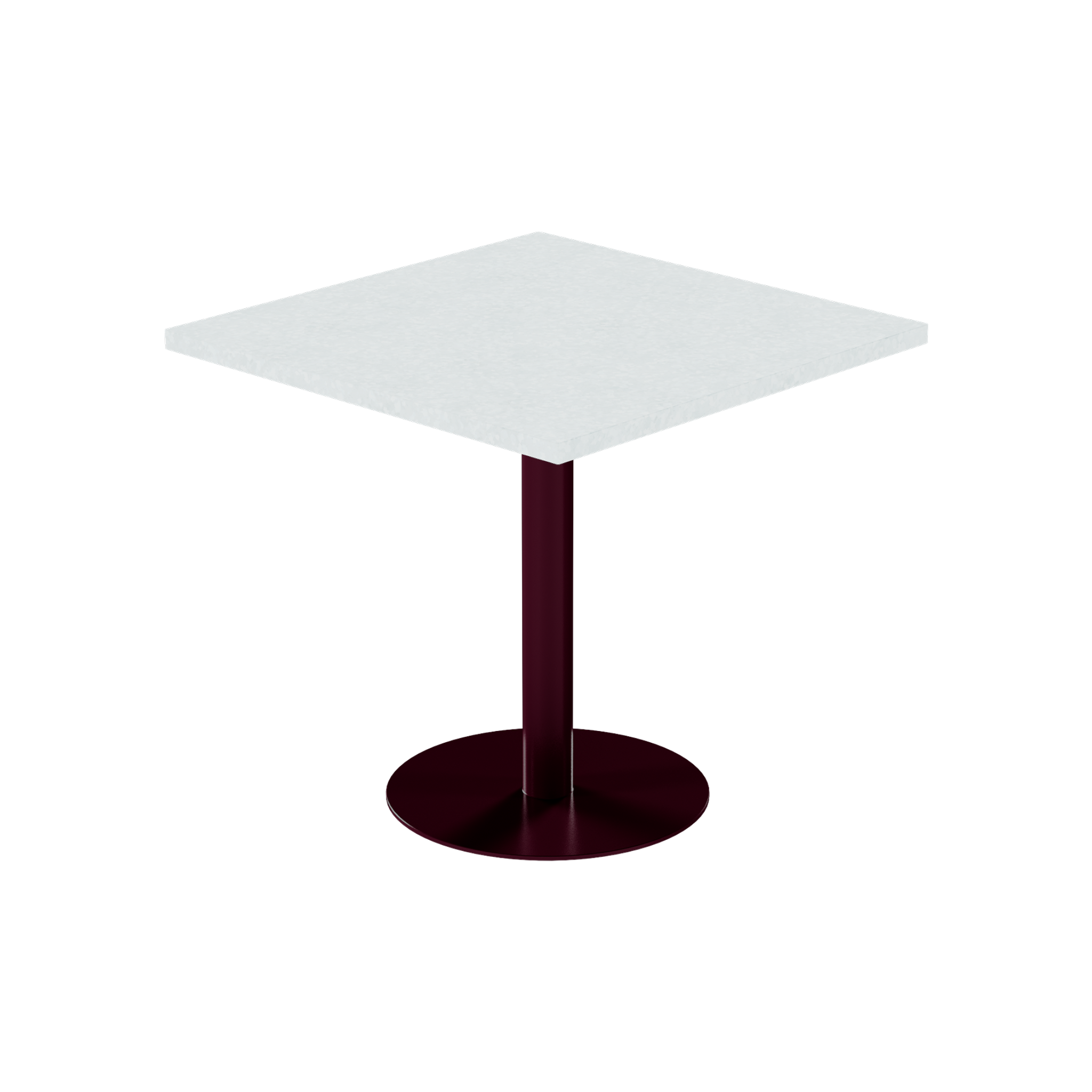 Solis Cafe Table – 80cm Square – Burgundy / White Chalk Dapple