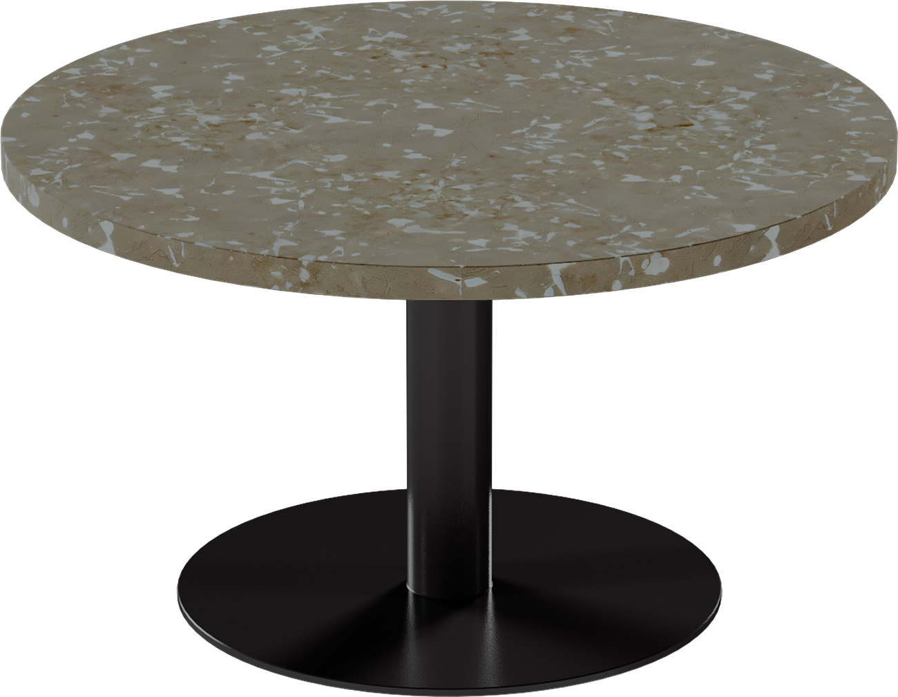 Solis Coffee Table – 80cm Round – Black / Taupe Dapple