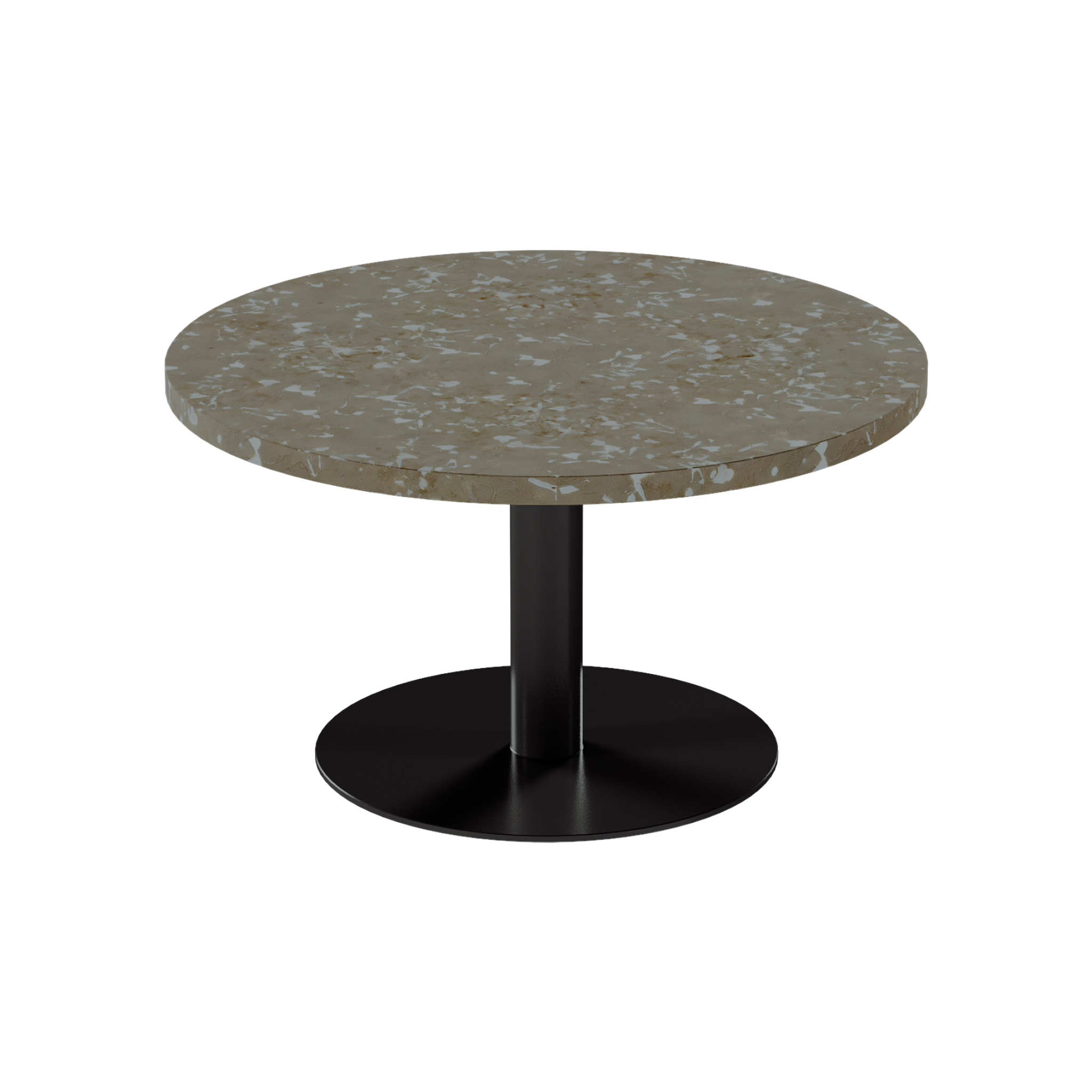 Solis Coffee Table – 80cm Round – Black / Taupe Dapple