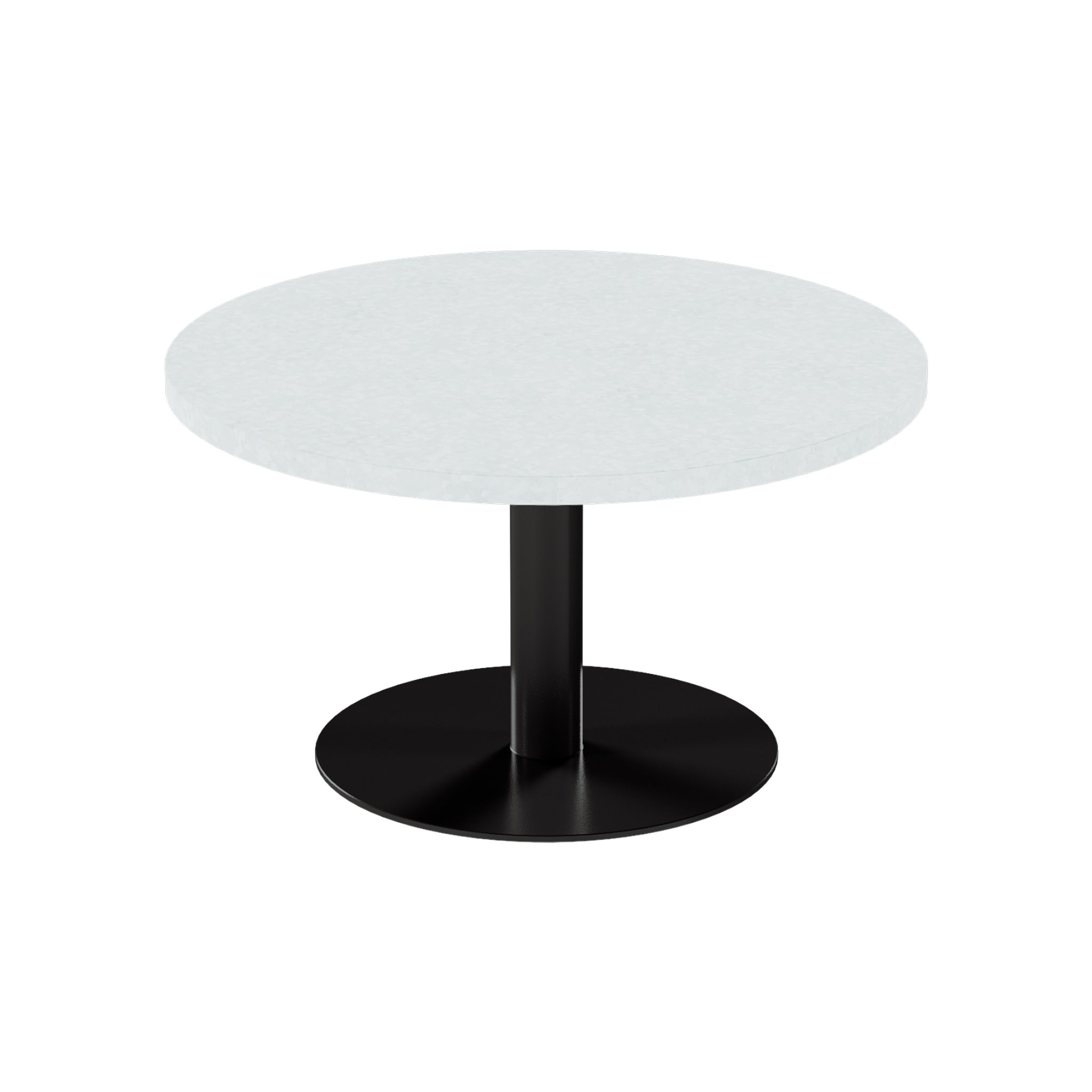 Solis Coffee Table – 80cm Round – Black / White Chalk Dapple