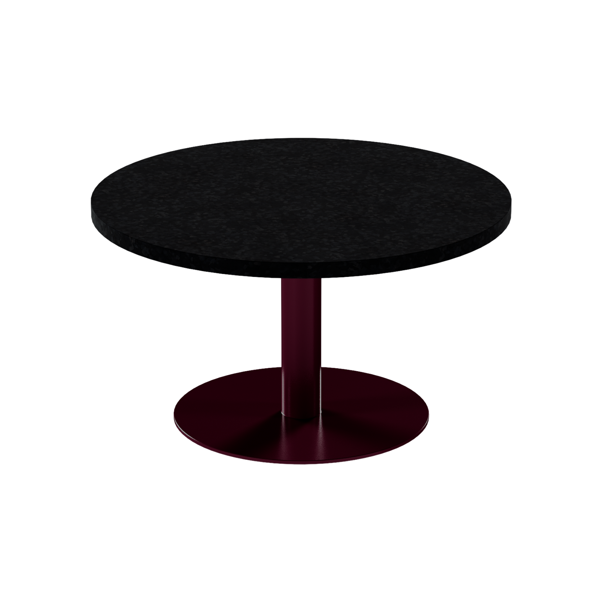 Solis Coffee Table – 80cm Round – Burgundy / Black Onyx Dapple