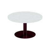 Solis Coffee Table – 80cm Round – Burgundy / White Chalk Dapple