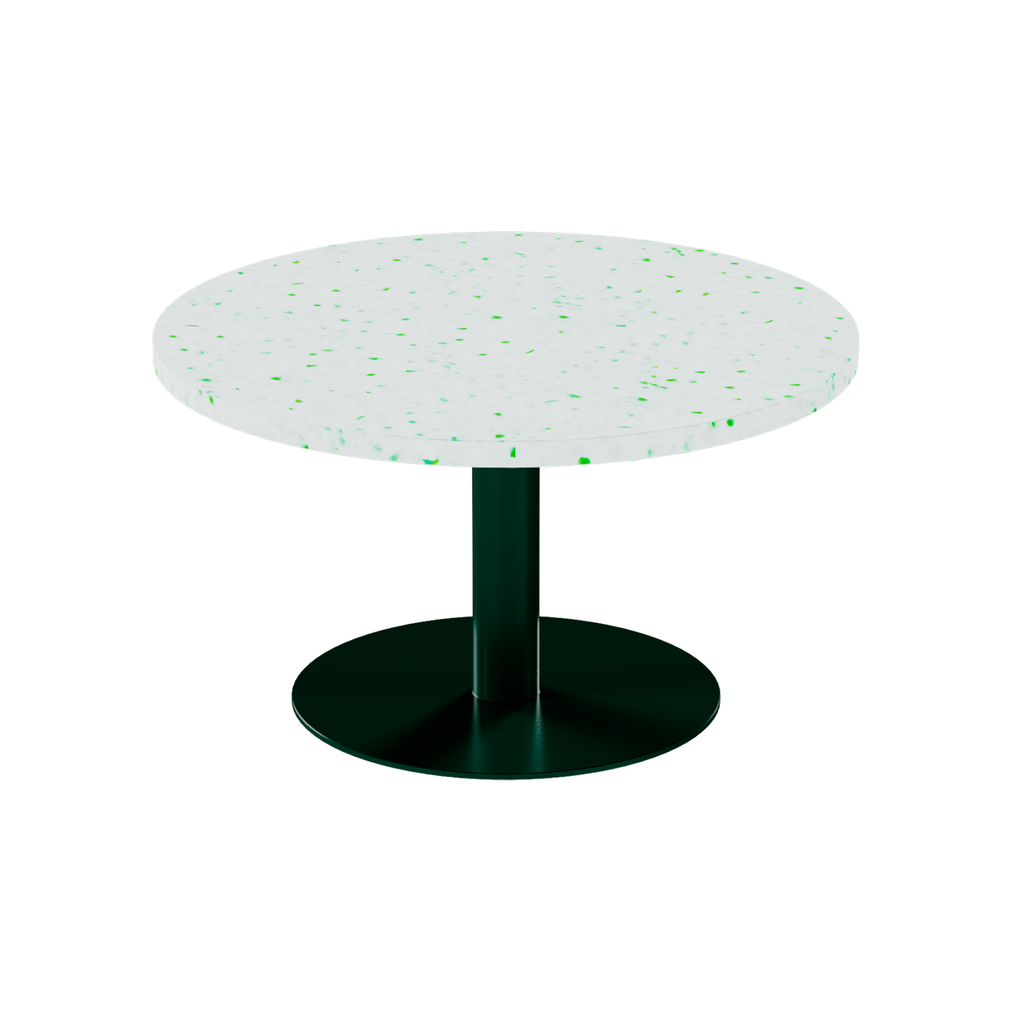 Solis Coffee Table – 80cm Round – Green / Green Dapple