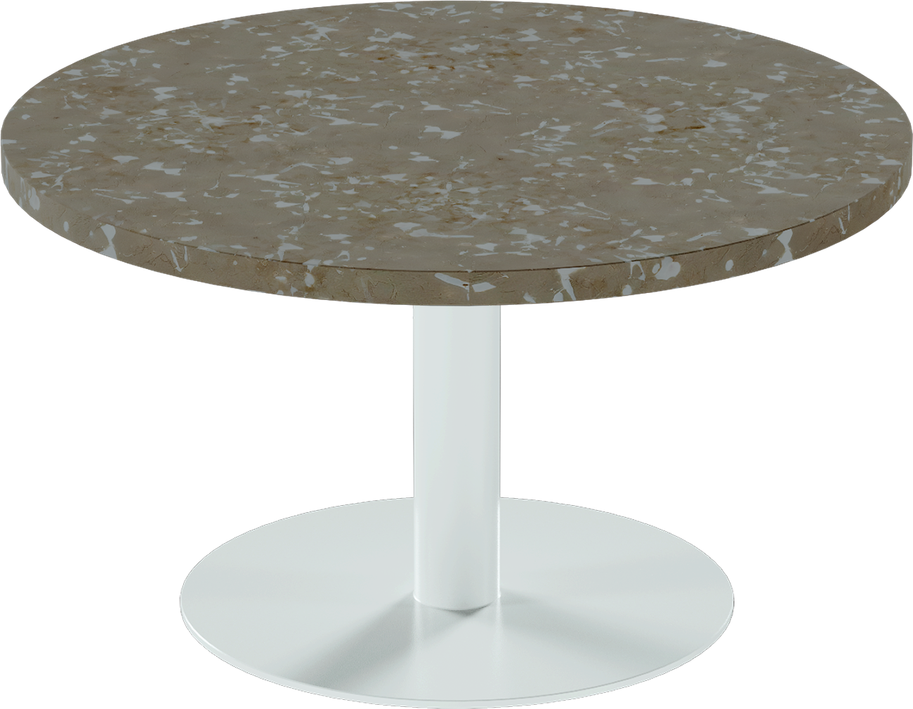 Solis Coffee Table – 80cm Round – White / Taupe Dapple