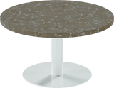Solis Coffee Table – 80cm Round – White / Taupe Dapple