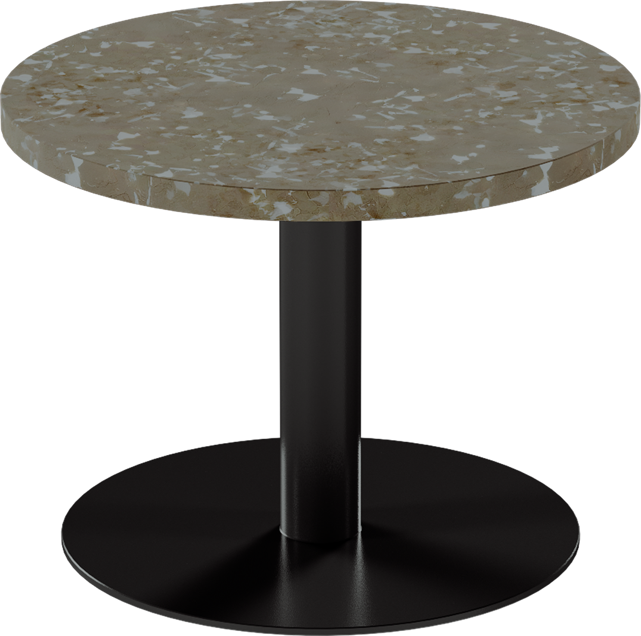 Solis Side Table – 60cm Round – Black / Taupe Dapple