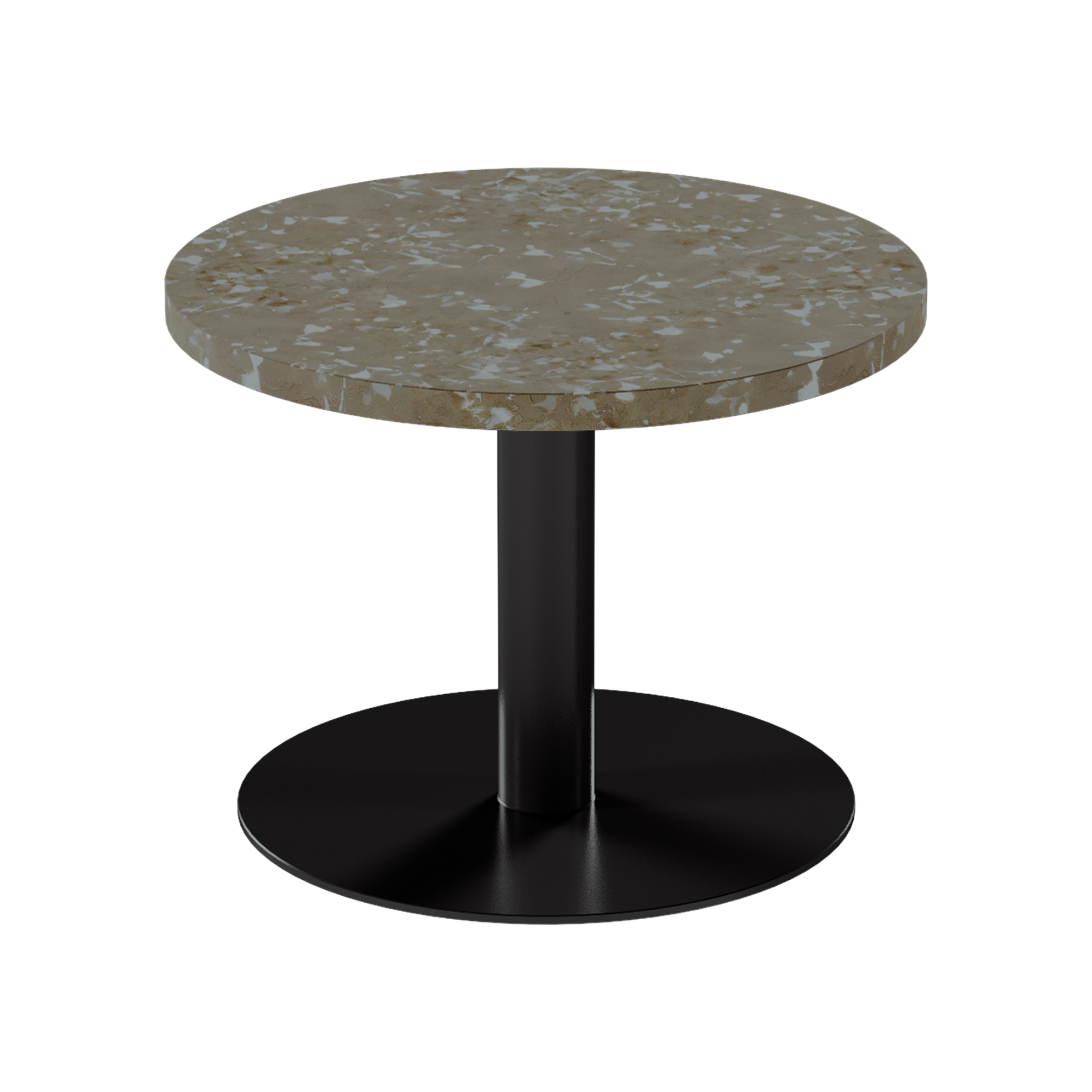 Solis Side Table – 60cm Round – Black / Taupe Dapple