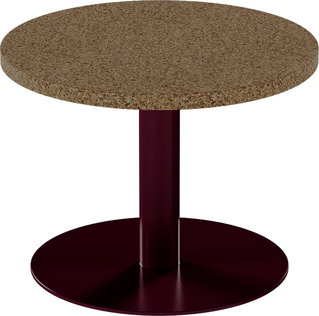 Solis Side Table – 60cm Round – Burgundy / Grano Natural