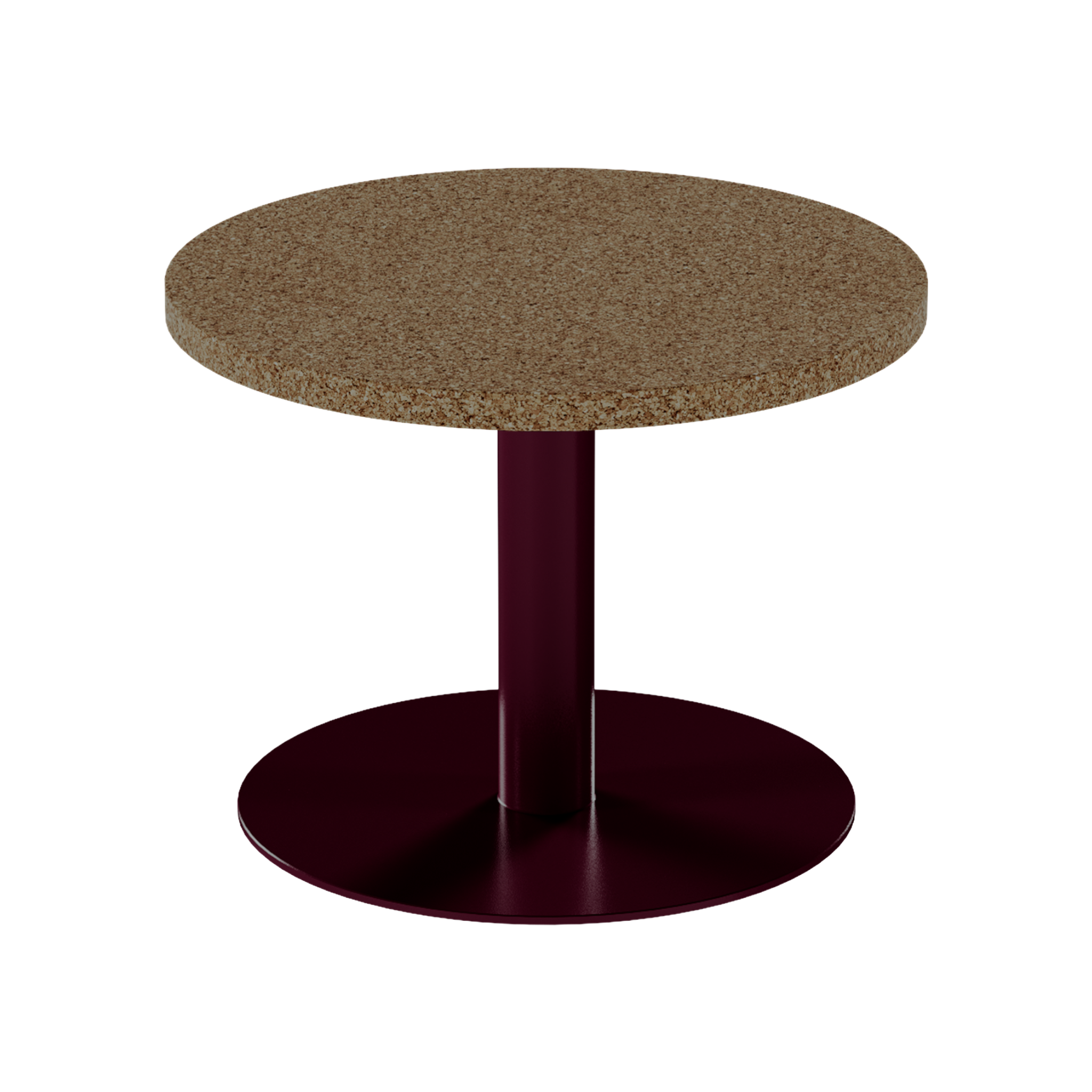 Solis Side Table – 60cm Round – Burgundy / Grano Natural