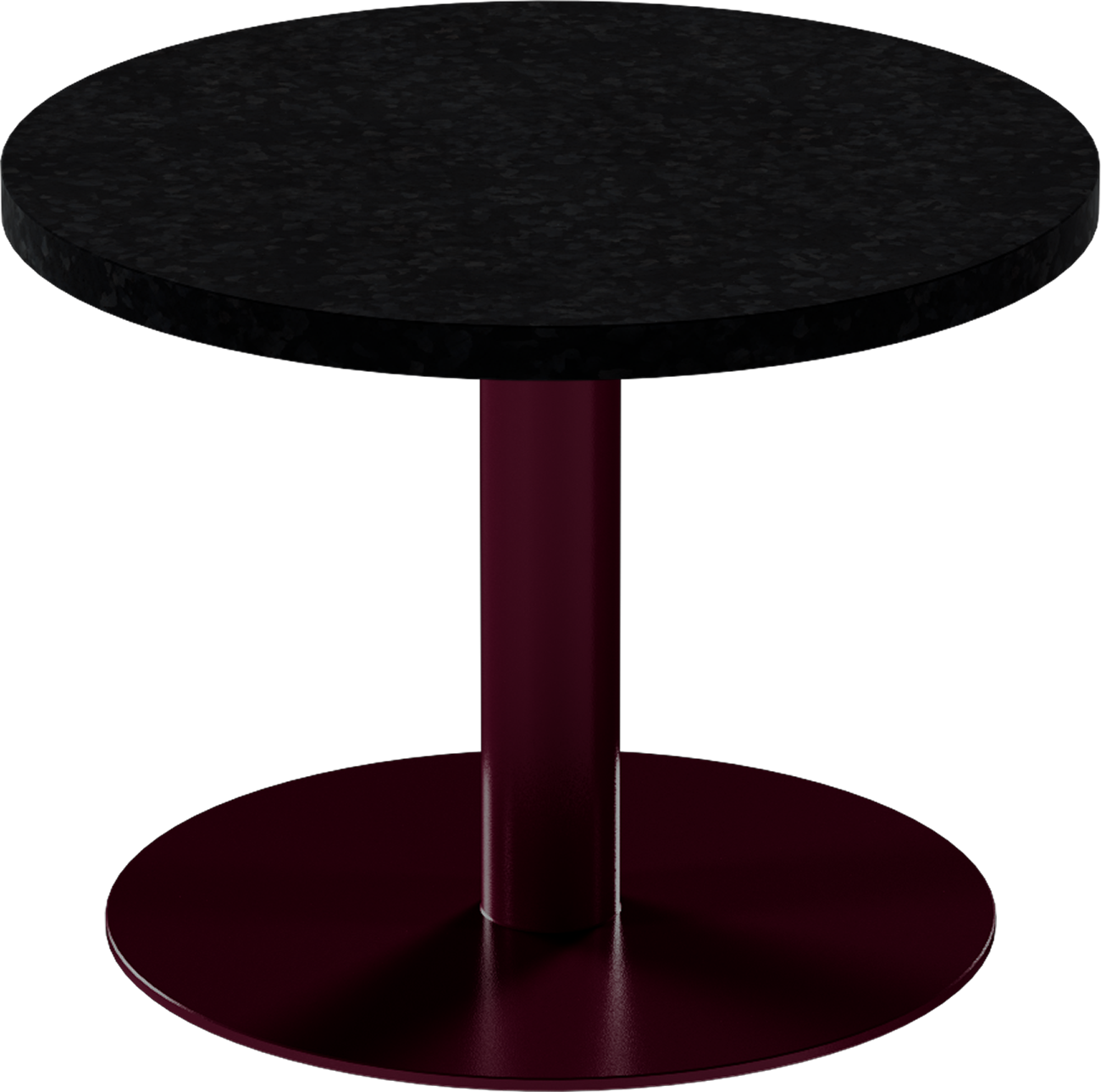 Solis Side Table – 60cm Round – Burgundy / Black Onyx Dapple