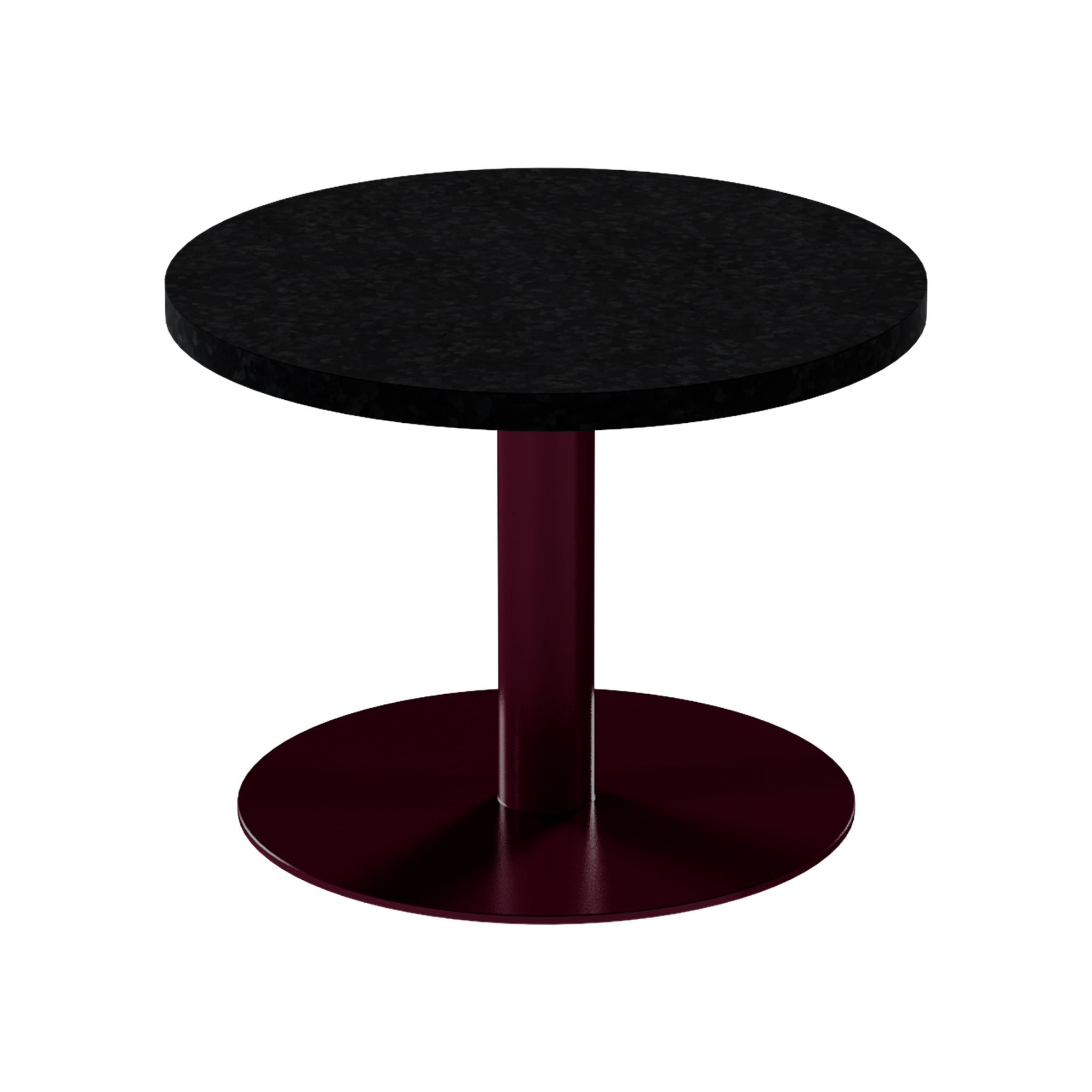 Solis Side Table – 60cm Round – Burgundy / Black Onyx Dapple