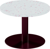 Solis Side Table – 60cm Round – Burgundy / Red Dapple