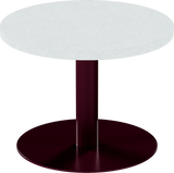 Solis Side Table – 60cm Round – Burgundy / White Chalk Dapple
